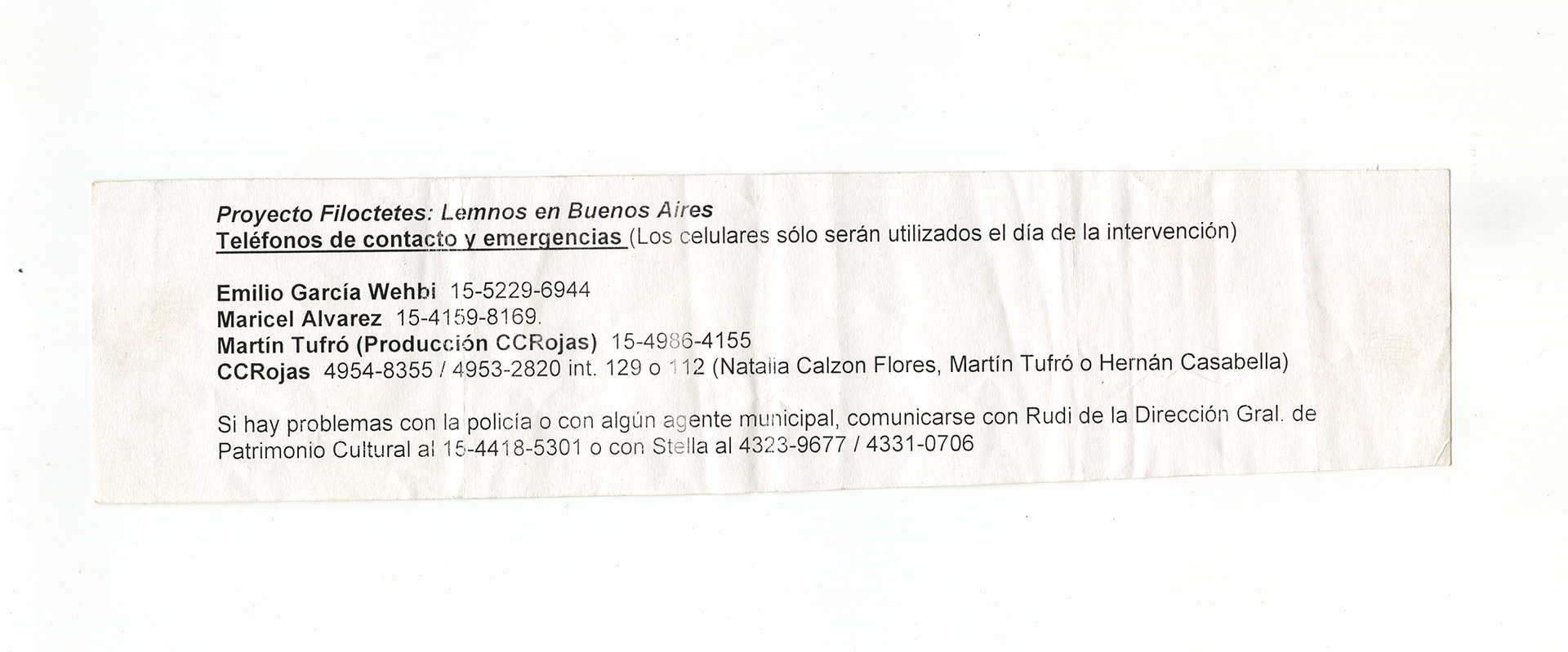 Contactos útiles en caso de emergencia / Bs. As.